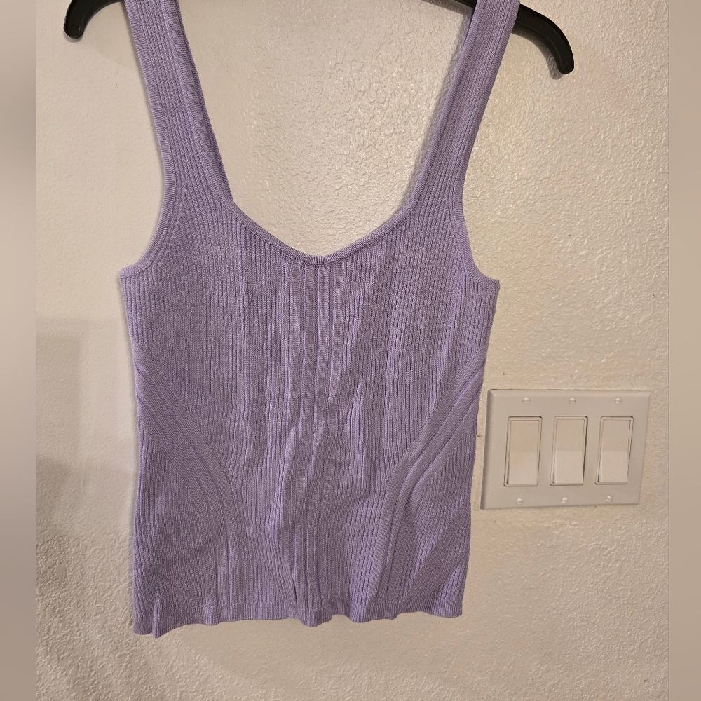 White House Black Markey Lavender Ribbed Tank Top Size Small - Picture 10 of 11
